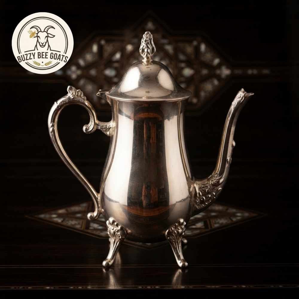 Vintage Japanese Silver-Plated Brass Teapot Decorative Serving Piece 1950s-1980s